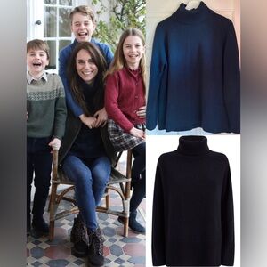 NWT Reiss 'Edina' Relaxed Roll-Neck Jumper in Navy ASO Kate Middleton - XS
